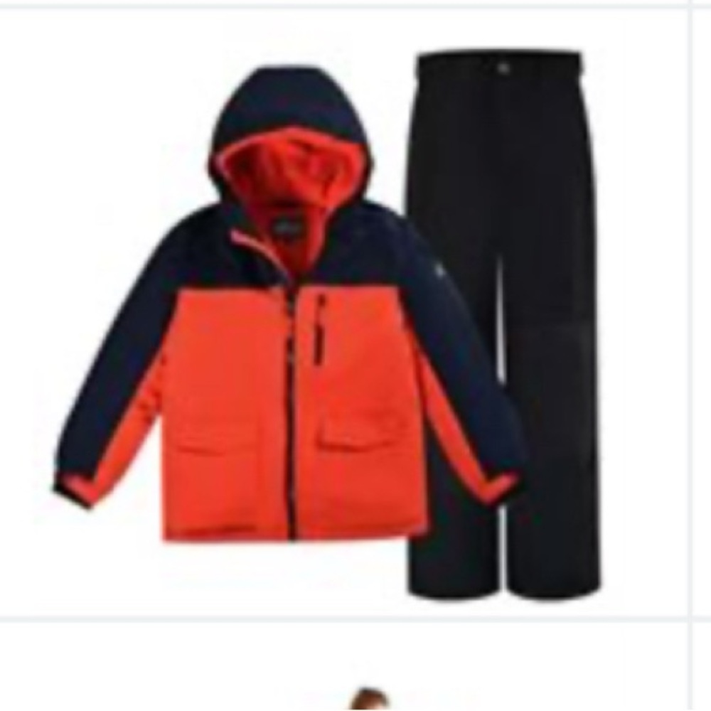 Orange and Black Hooded Jacket with Pants Set